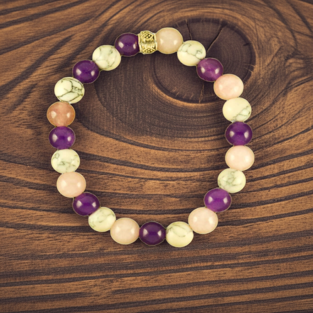 Sertifikalı Havlit Ametist Ve Pembe Kuvars Huzur Ve Duygusal Denge Bilekliği | Sakinlik Ve Sevgi