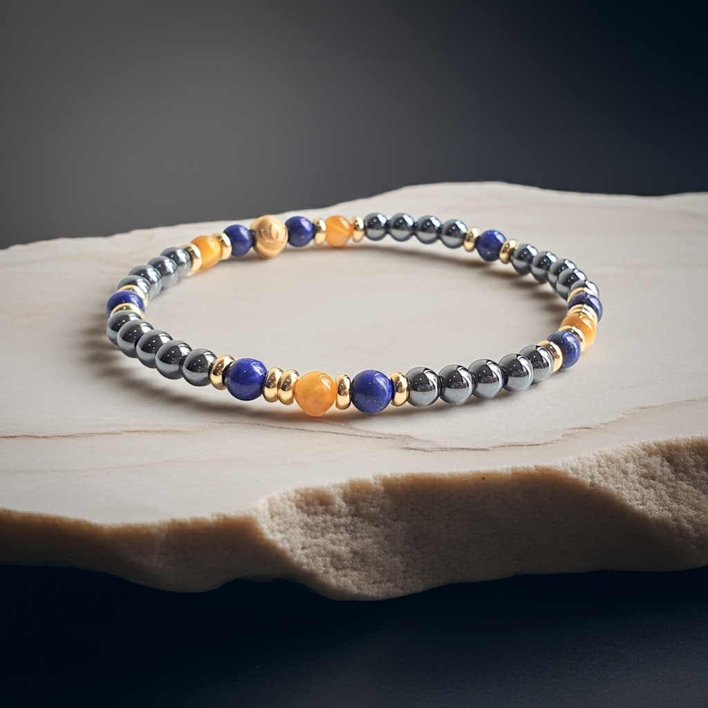 Müzakere Ustası - Sözünüze Güç, Kararınıza Netlik Katan Üçlü Zırh (Lapis Lazuli, Hematit, Sitrin) 4mm