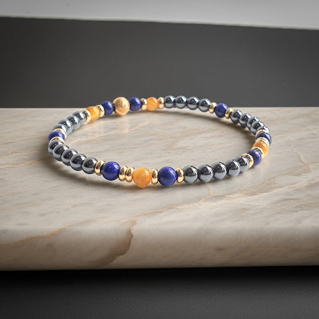 Müzakere Ustası - Sözünüze Güç, Kararınıza Netlik Katan Üçlü Zırh (Lapis Lazuli, Hematit, Sitrin) 4mm