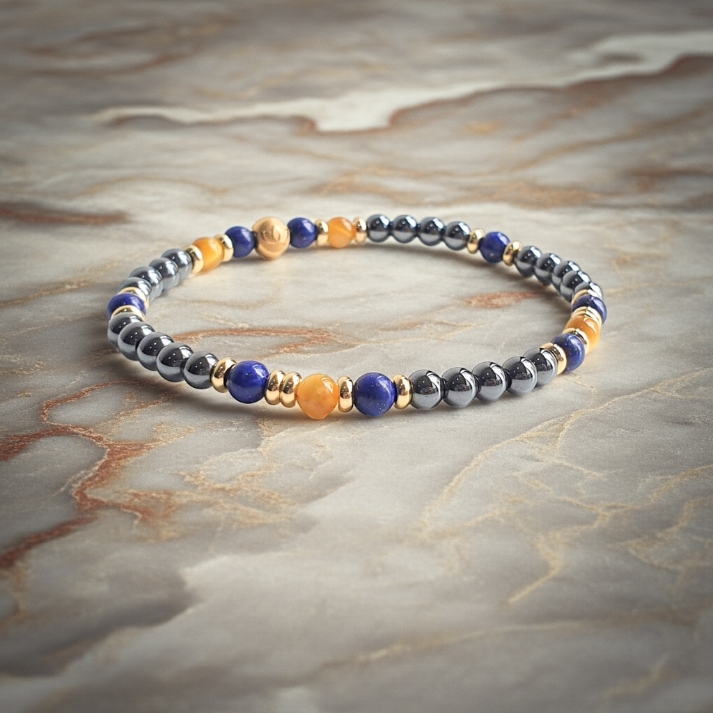 Müzakere Ustası - Sözünüze Güç, Kararınıza Netlik Katan Üçlü Zırh (Lapis Lazuli, Hematit, Sitrin) 4mm