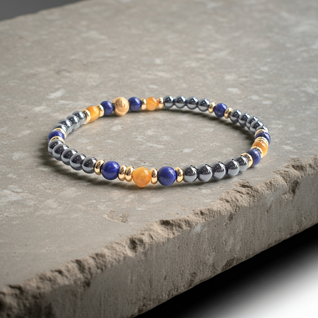 Müzakere Ustası - Sözünüze Güç, Kararınıza Netlik Katan Üçlü Zırh (Lapis Lazuli, Hematit, Sitrin) 4mm