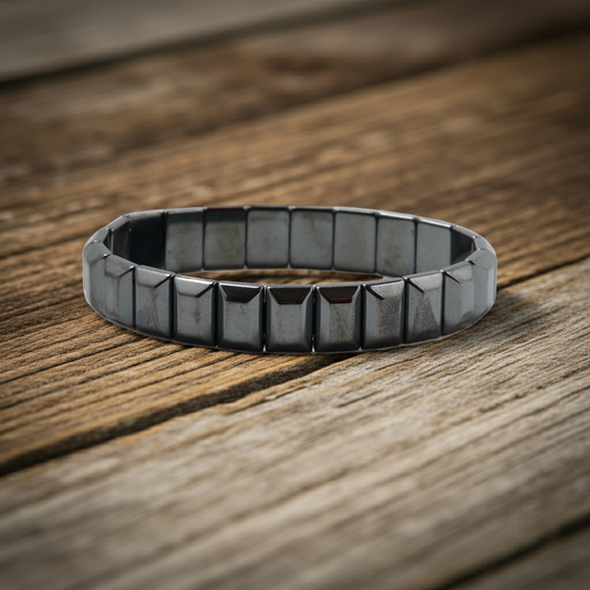 Hematit Doğal Taş Baklava Kesim Bileklik – Özel Tasarım