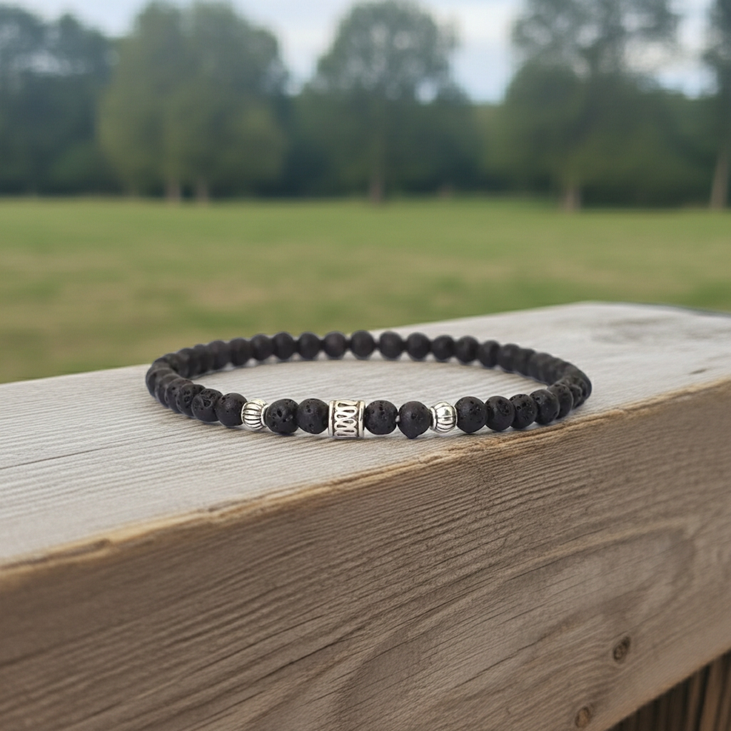 Lava Taşı Bileklik - Unisex Doğal Taş Şık Aksesuar 4mm