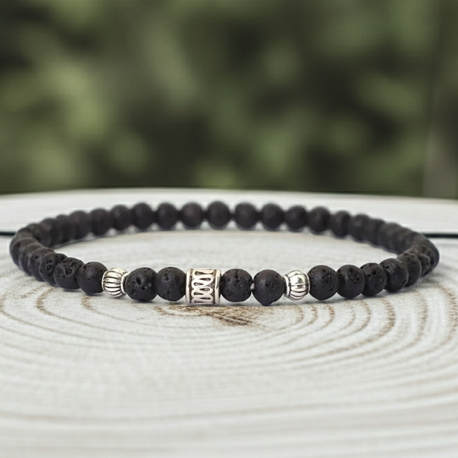 Lava Taşı Bileklik - Unisex Doğal Taş Şık Aksesuar 4mm