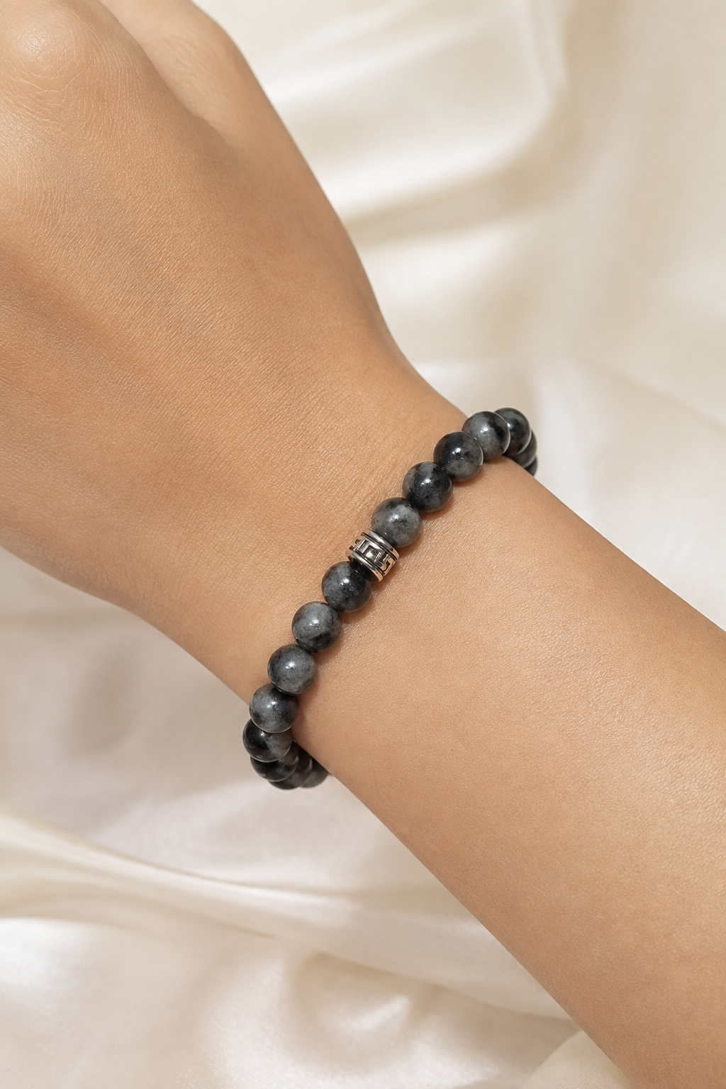 Orijinal Labradorit Doğal Taş Bileklik - 8 mm / 19 cm Esnek Misinalı