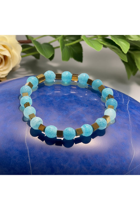 Mavi Kuvars Hematit Doğal Taş Bileklik - Hakiki Mavi Gri Kadın Erkek Aksesuar - Nazar Korunma Ve Huzur Bilekliği Pozitif Enerji Şans Ve Sakinlik Takı