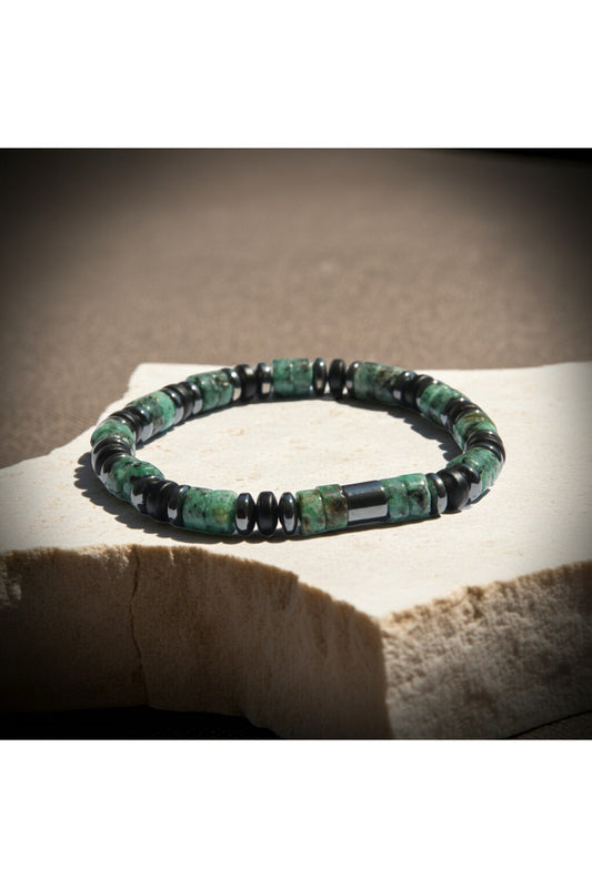 Anyolit Hematit Doğal Taş Bileklik - Hakiki Yeşil Kadın Erkek Aksesuar