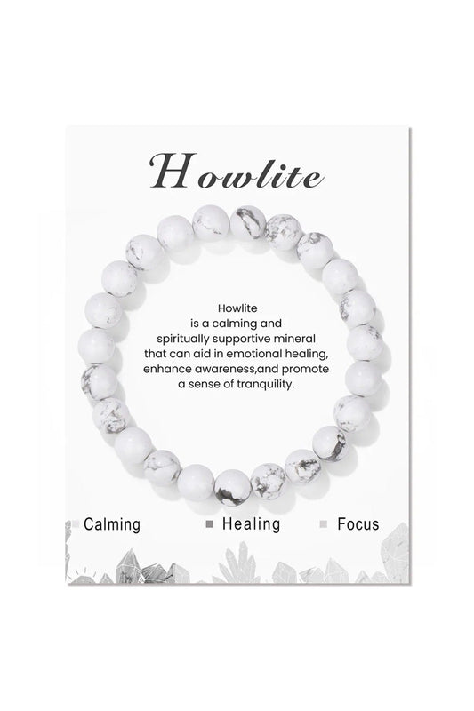 Havlit Doğal Taş Bileklik - Hakiki Beyaz Mermer Desen Kadın Erkek Aksesuar - Sabır Huzur Ve Sakinlik Bilekliği Pozitif Enerji Stres Giderici Ve Şans T