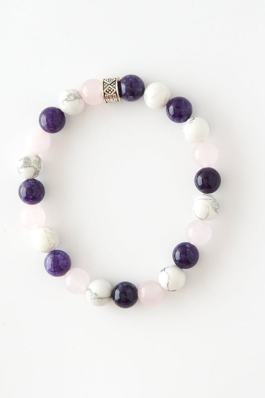 Sertifikalı Havlit Ametist Ve Pembe Kuvars Huzur Ve Duygusal Denge Bilekliği | Sakinlik Ve Sevgi