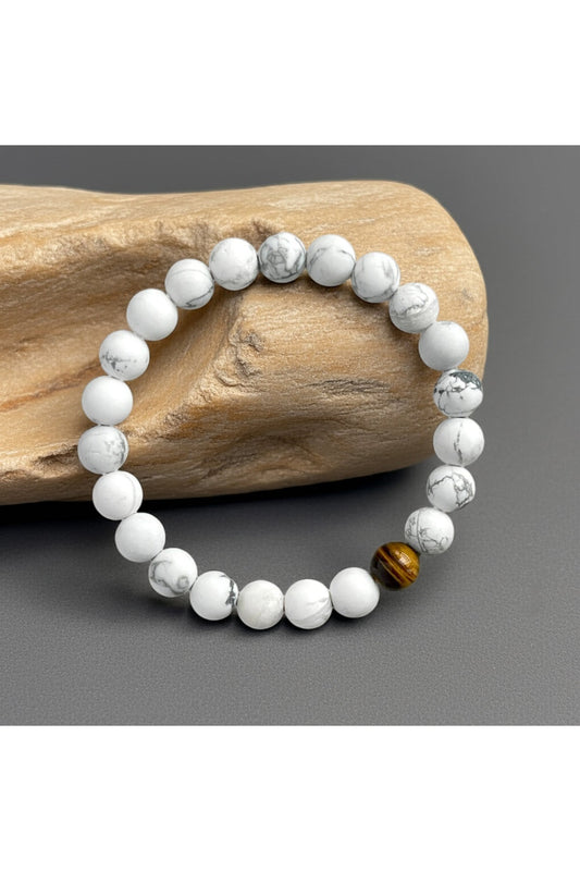 Havlit Kaplan Gözü Doğal Taş Bileklik - Hakiki Beyaz Kahverengi Kadın Erkek Aksesuar - Huzurlu Uyku Ve Sakinlik Bilekliği Stres Giderici Pozitif Enerj