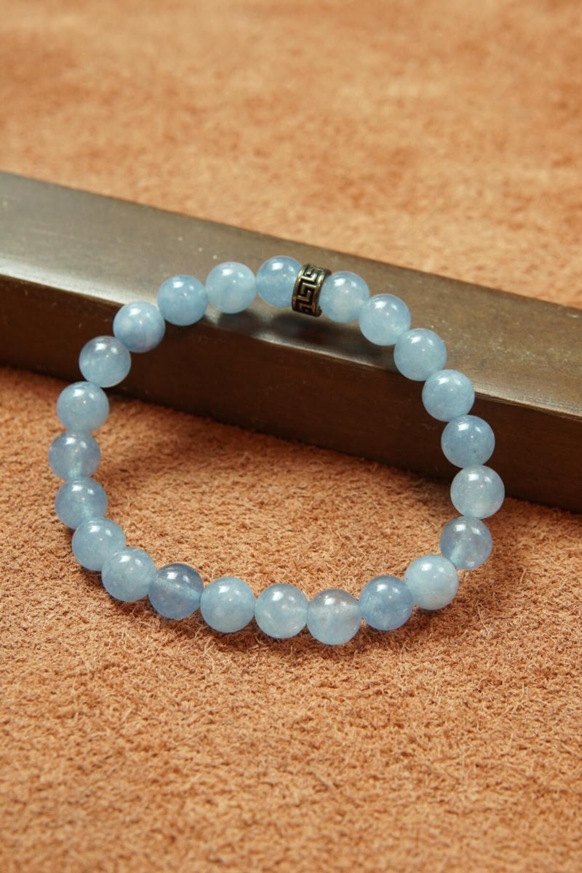 Bileklik Doğaltaş Akuamarin Charm 8 mm - Huzur Başarı ve Pozitif Etki