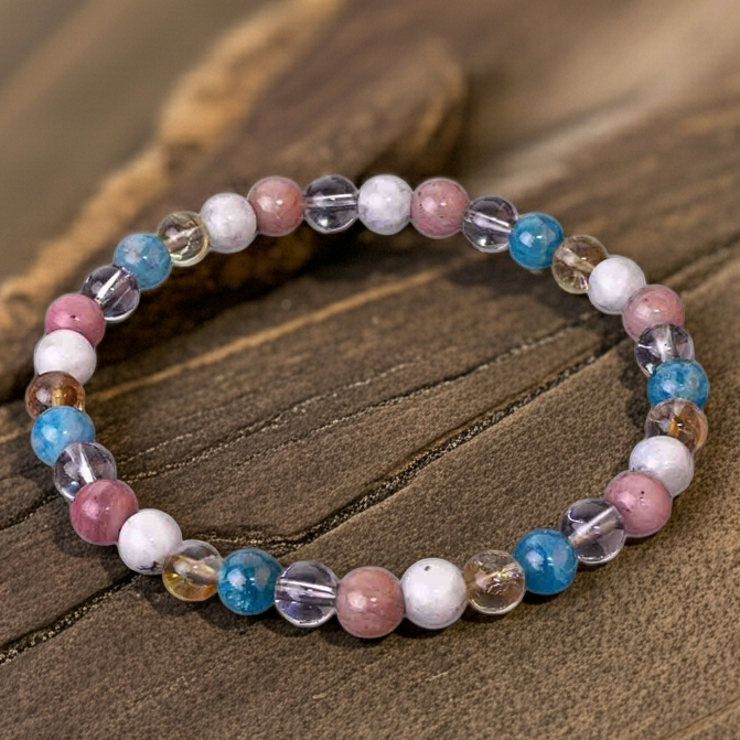 Zayıflama Bileklik (Apatit, Ay Taşı, Sitrin, Kristal Kuvars, Rodonit)