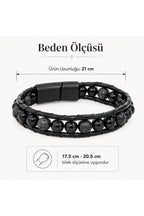 Premium Doğal Taş Tasarım Deri Bileklik Serisi – Gerçek Doğal Taş Lav Taşı ve Oniks
