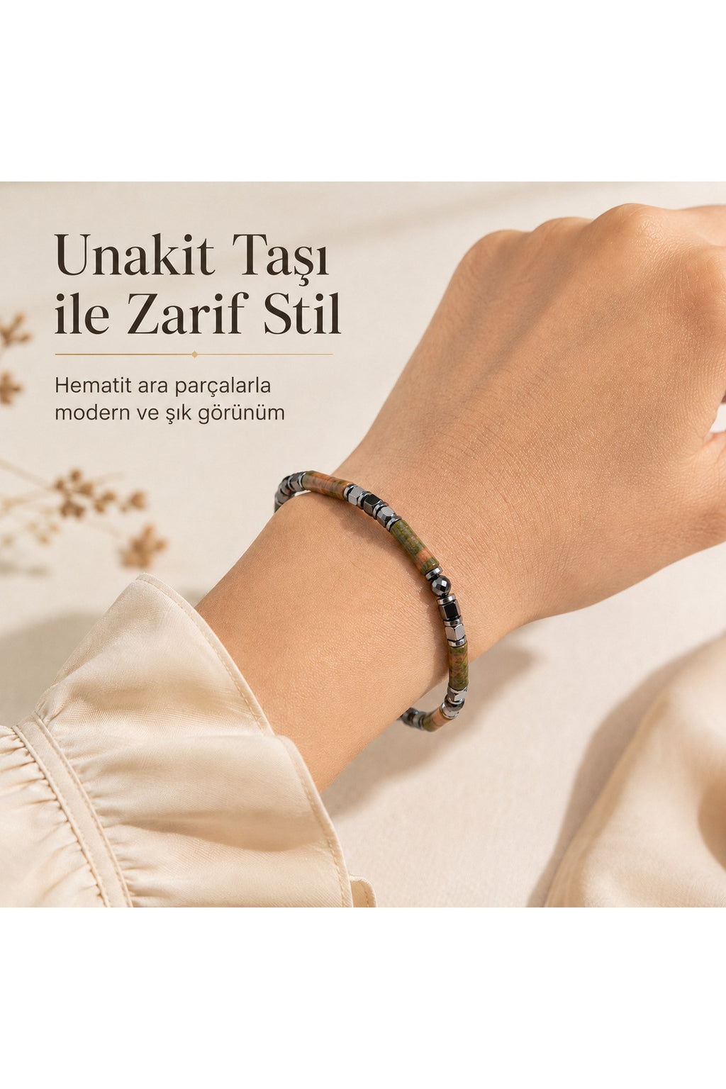Premium Doğal Taş Tasarım Çelik Zincirli Bileklik Serisi – Zarafetin Doğal Enerjisi Unakit