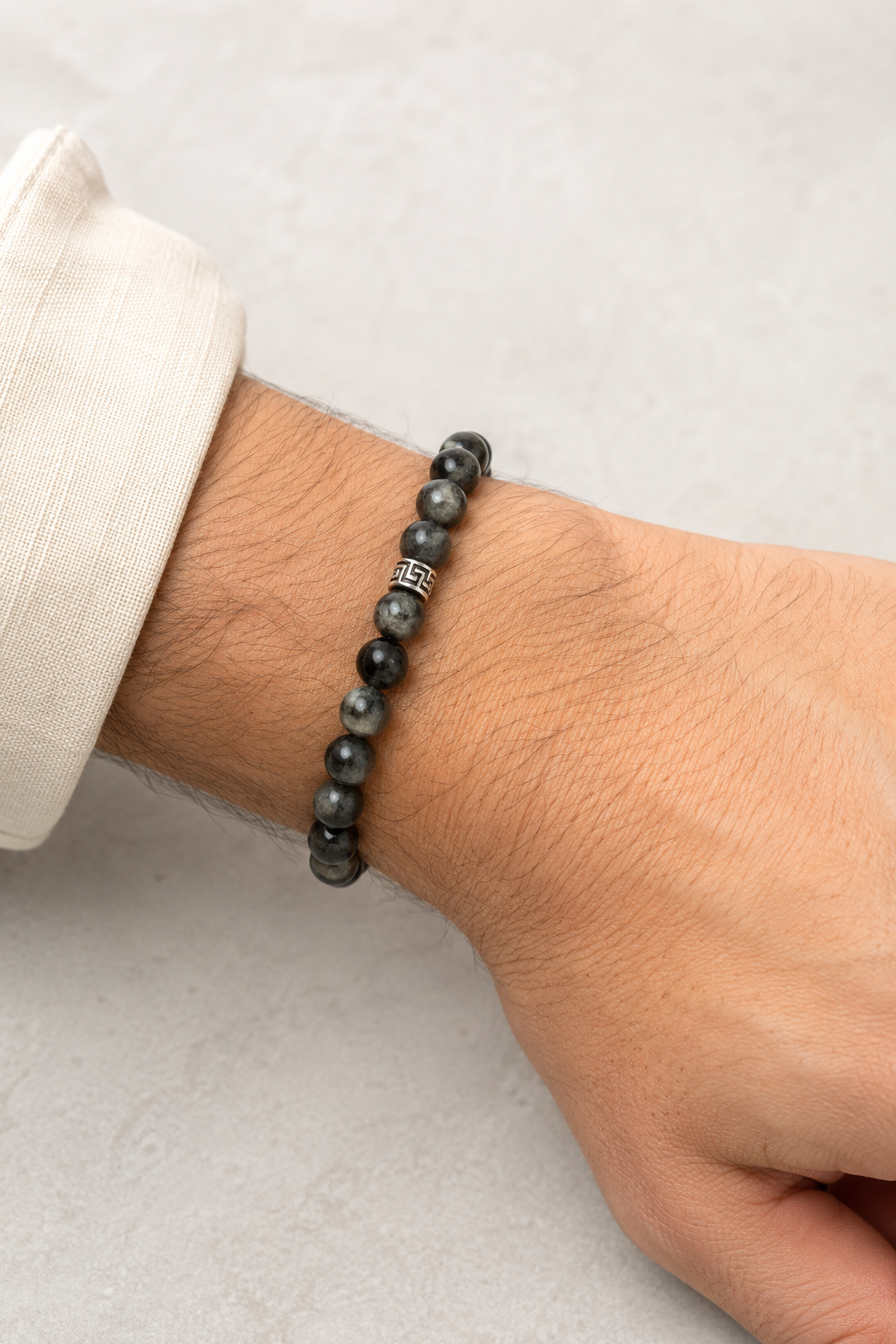 Orijinal Labradorit Doğal Taş Bileklik - 8 mm / 19 cm Esnek Misinalı