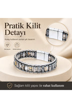 El Yapımı Orijinal Doğaltaş Çelik Erkek Bileklik - Beyaz Jasper Özel Tasarım Erkeğe Hediye (21.5 cm)