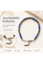 Premium Doğal Taş Tasarım Çelik Zincirli Bileklik Serisi – Zarafetin Doğal Enerjisi Lapis Lazuli