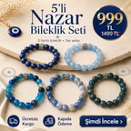 5’li Mavi Nazar Bileklik Seti – Tek Set, 5 Farklı Stil — 1499 TL Yerine 999 TL