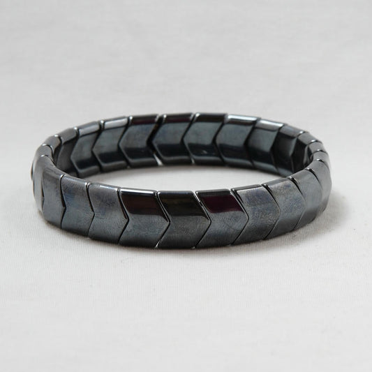 Hematit Doğal Taş Geniş Balık Sırtı Bileklik – Özel Tasarım