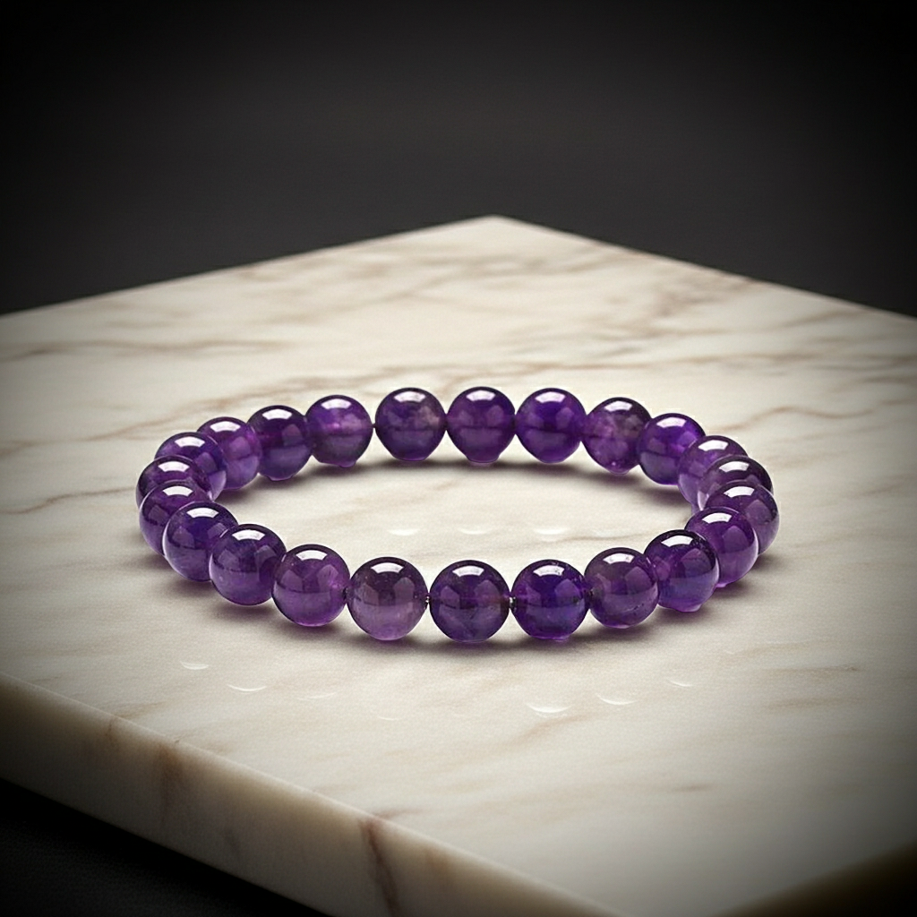 Sezgisel Farkındalık: Kova Burcu 8mm Ametist Bileklik Sertifikalı