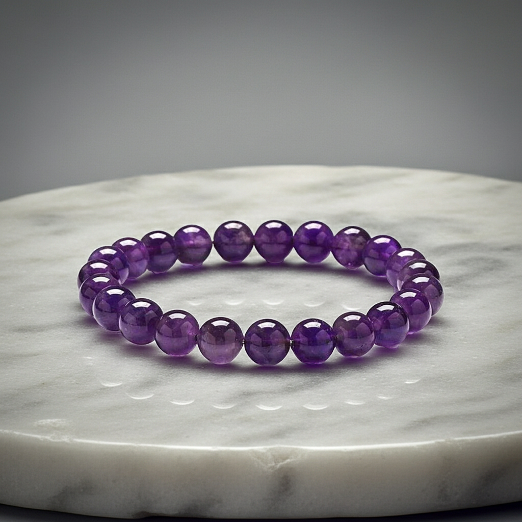 Sezgisel Farkındalık: Kova Burcu 8mm Ametist Bileklik Sertifikalı