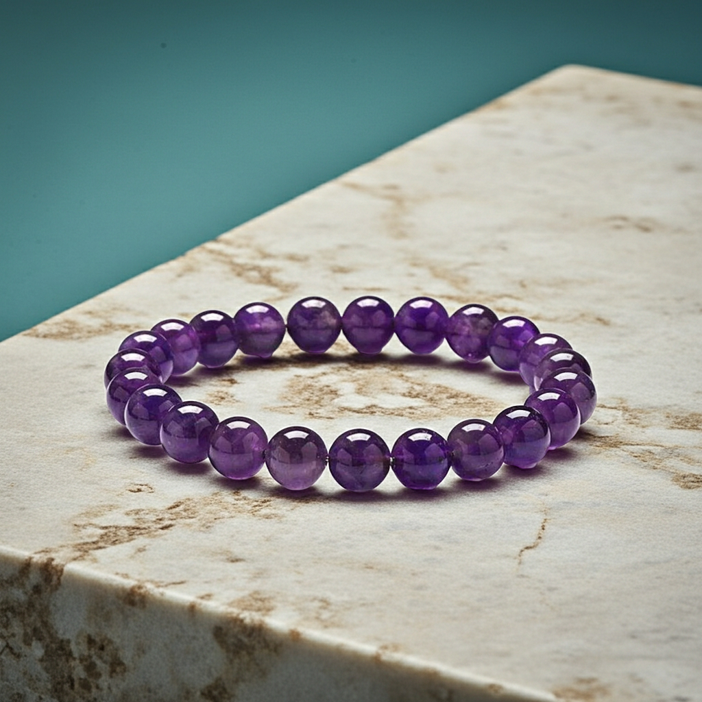 Sezgisel Farkındalık: Kova Burcu 8mm Ametist Bileklik Sertifikalı