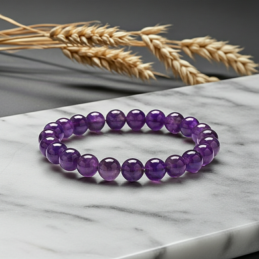 Sezgisel Farkındalık: Kova Burcu 8mm Ametist Bileklik Sertifikalı