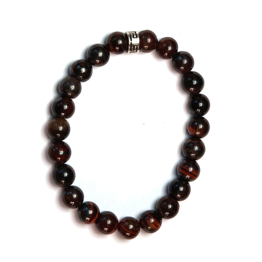 Orijinal Kırmızı Kaplan Gözü (Boğa Gözü) Doğal Taş Bileklik - 8 mm / 19 cm Esnek Misinalı