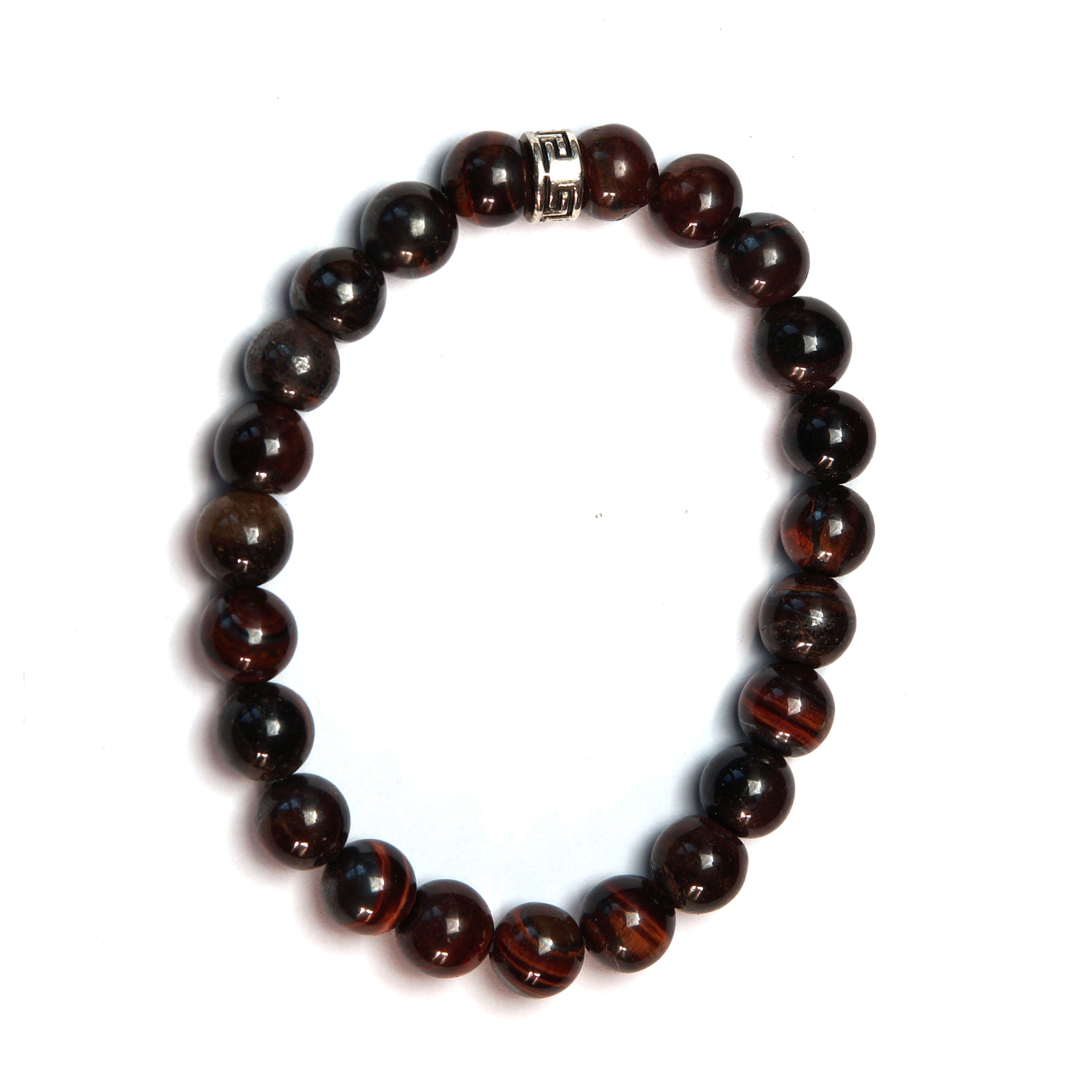 Orijinal Kırmızı Kaplan Gözü (Boğa Gözü) Doğal Taş Bileklik - 8 mm / 19 cm Esnek Misinalı