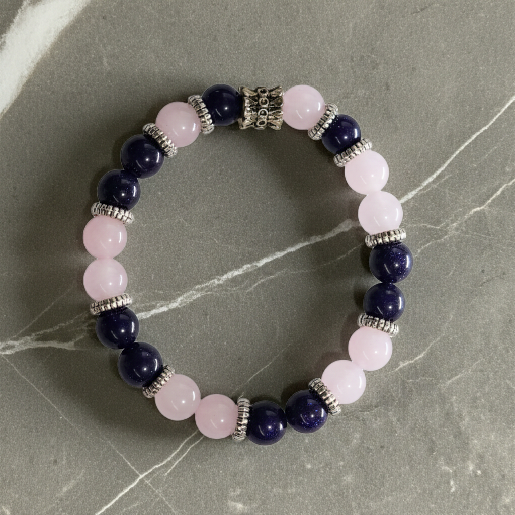 Ametist & Pembe Kuvars Doğal Taş Çakra Ve Manifest Bilekliği – Zarif ve Dengeleyici Tasarım