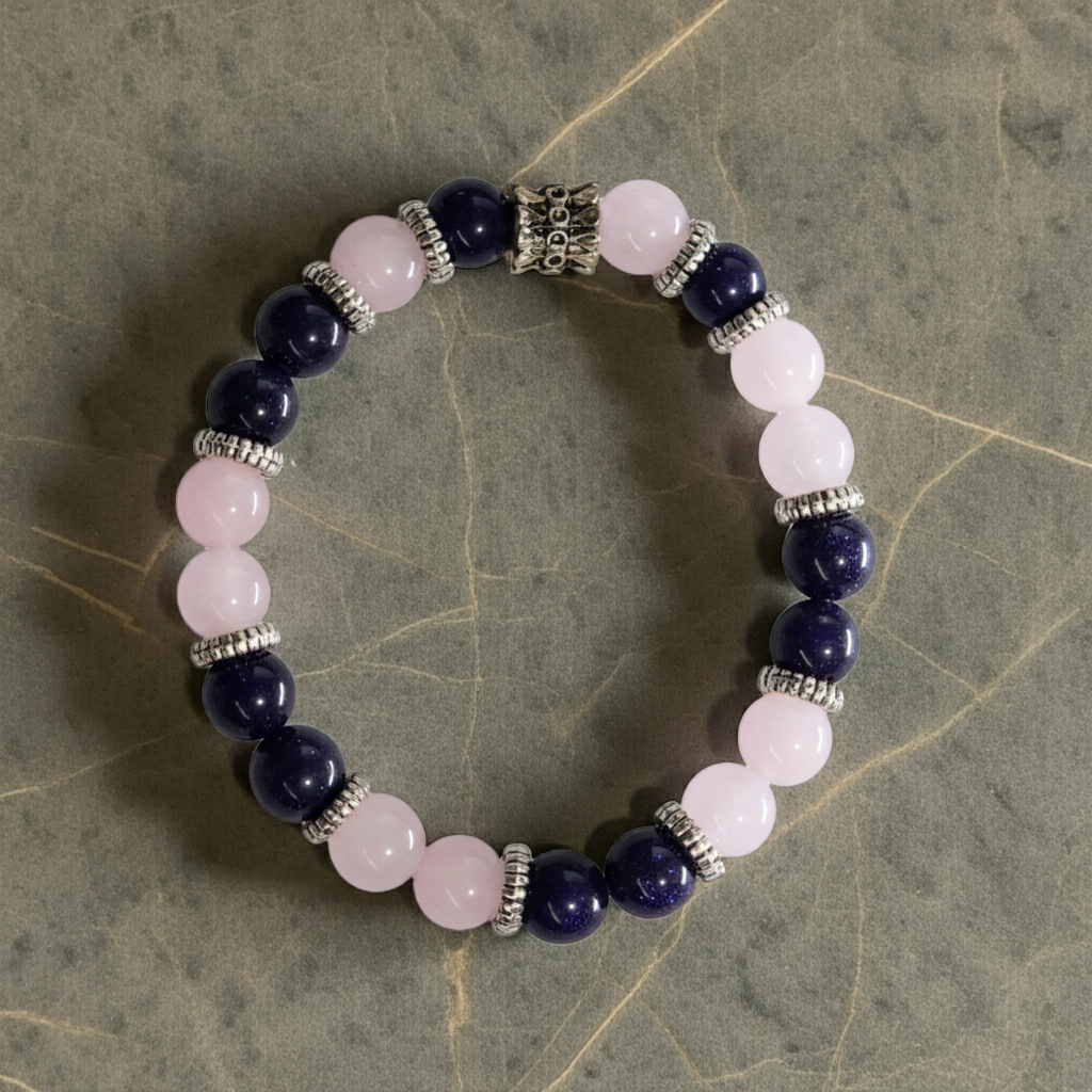 Ametist & Pembe Kuvars Doğal Taş Çakra Ve Manifest Bilekliği – Zarif ve Dengeleyici Tasarım