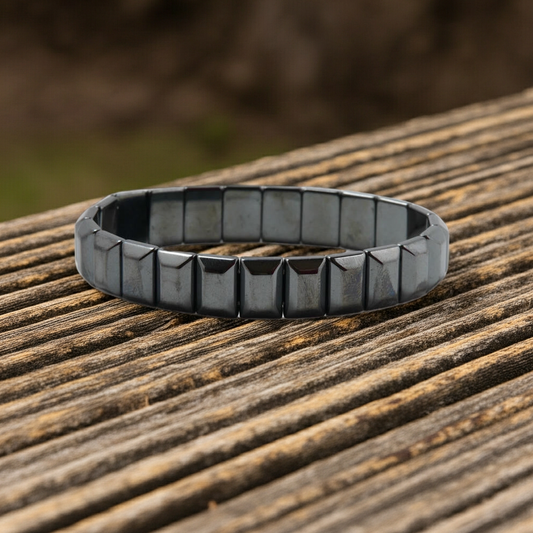 Hematit Doğal Taş Baklava Kesim Bileklik – Özel Tasarım