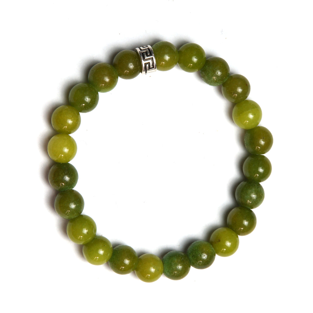 Orijinal Zeytin Yeşimi (Jade) Doğal Taş Bileklik - 8 mm / 19 cm Esnek Misinalı