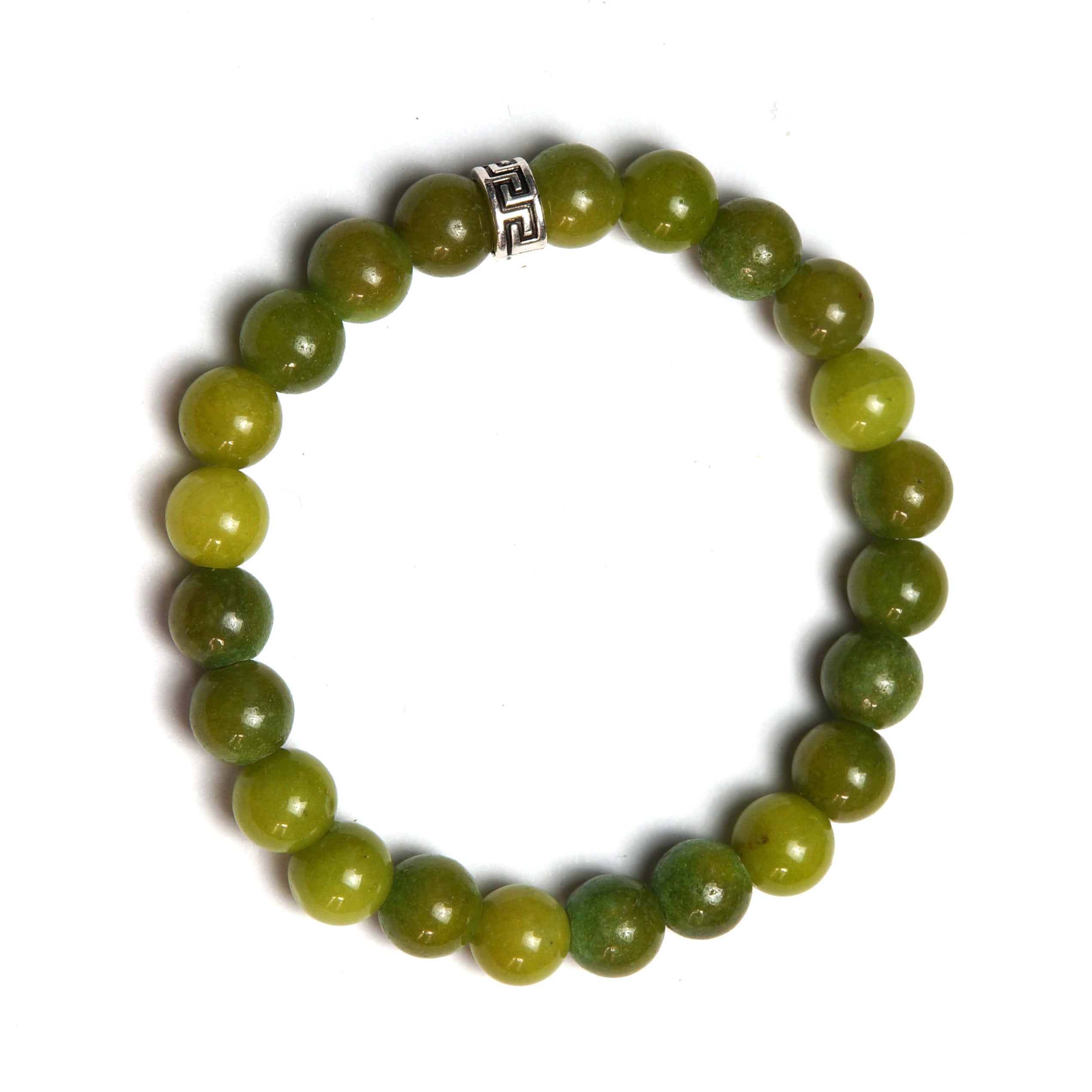 Orijinal Zeytin Yeşimi (Jade) Doğal Taş Bileklik - 8 mm / 19 cm Esnek Misinalı