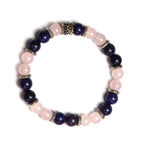 Orijinal Pembe Kuvars & Lapis Lazuli Doğal Taş Bileklik - 8 mm / 19 cm Esnek Misinalı