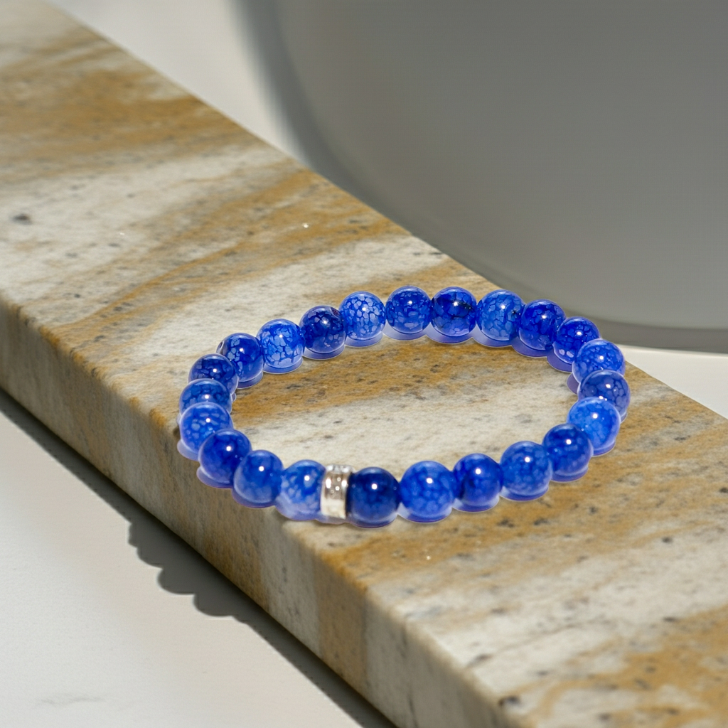 Mavi Akik Doğal Taş Bileklik (8mm) Erkek & Kadın Minimalist Aksesuar
