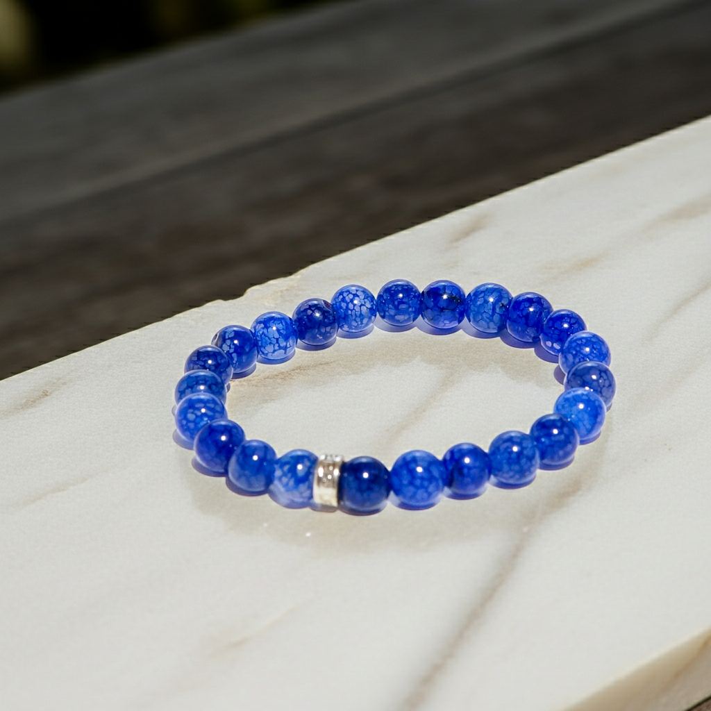 Mavi Akik Doğal Taş Bileklik (8mm) Erkek & Kadın Minimalist Aksesuar