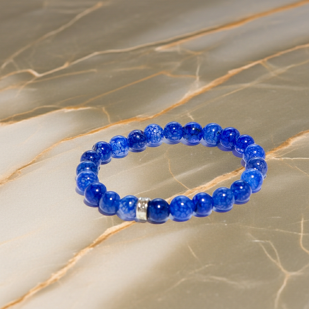 Mavi Akik Doğal Taş Bileklik (8mm) Erkek & Kadın Minimalist Aksesuar