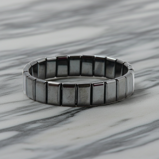 Hematit Doğal Taş Geniş Kesim Bileklik – Özel Tasarım