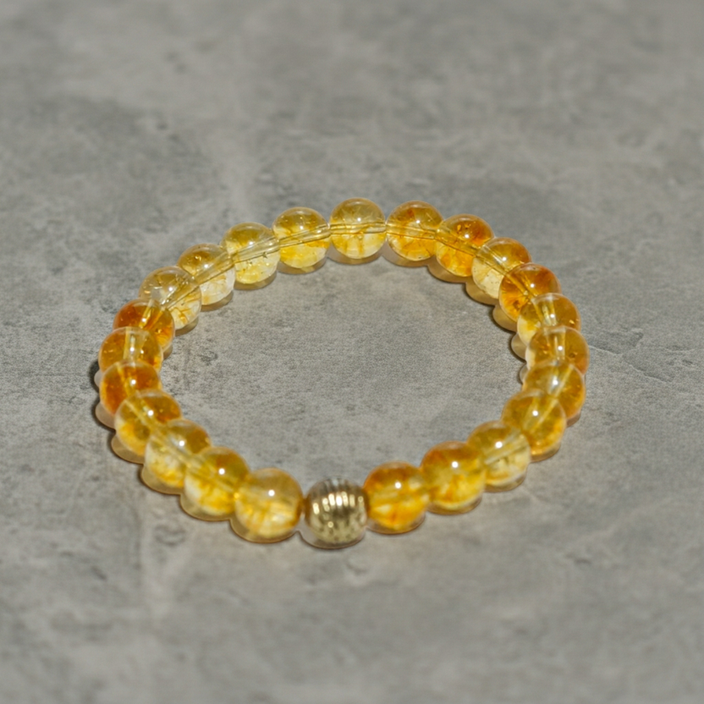 Güneşin Işıltısı: Aslan Burcu 8mm Sitrin Bileklik Sertifikalı