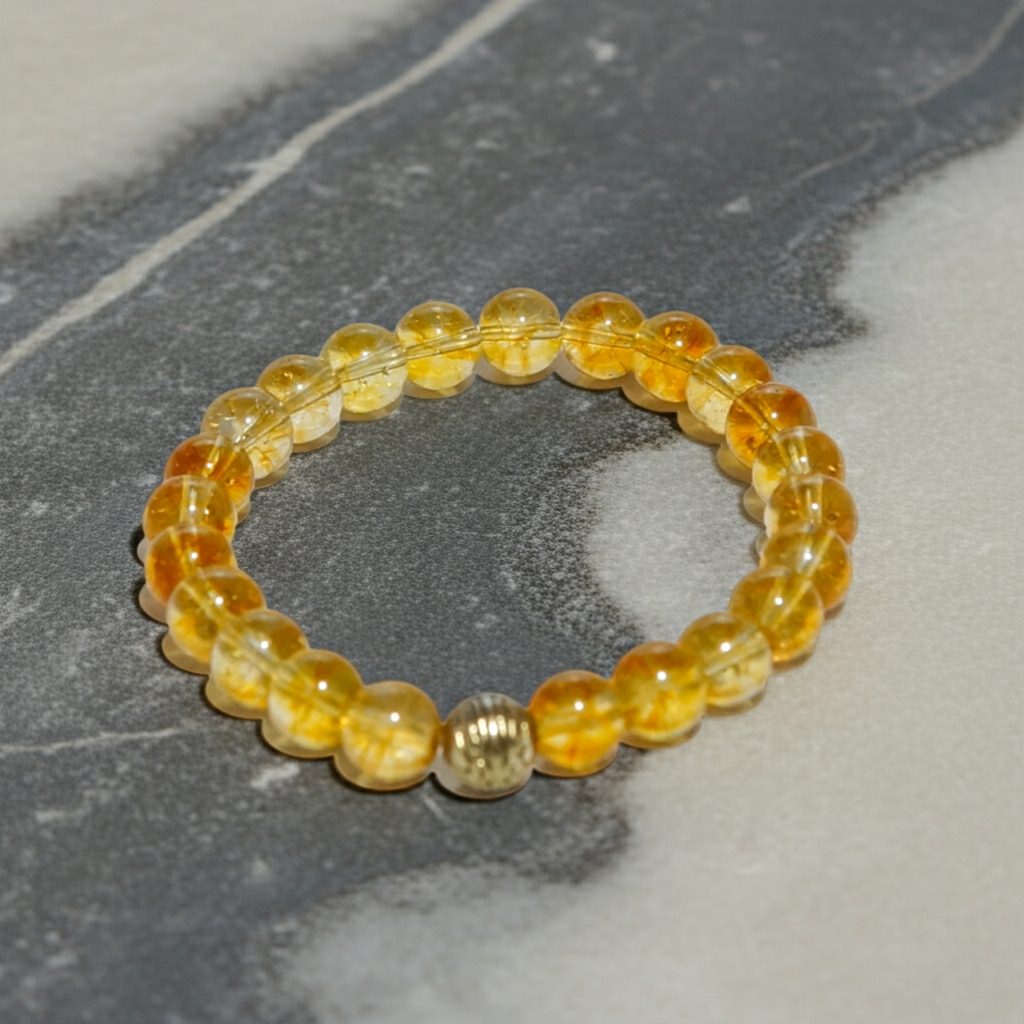 Güneşin Işıltısı: Aslan Burcu 8mm Sitrin Bileklik Sertifikalı