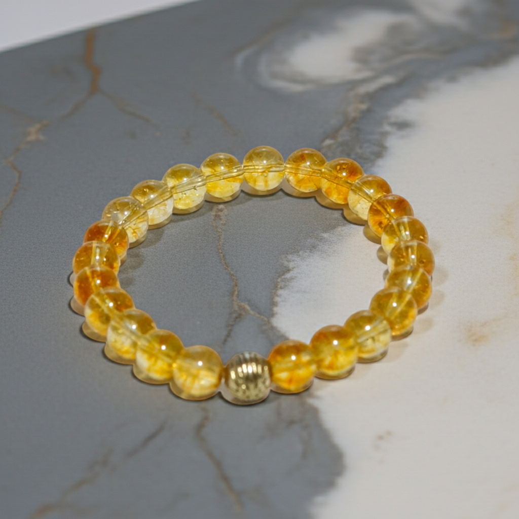 Güneşin Işıltısı: Aslan Burcu 8mm Sitrin Bileklik Sertifikalı