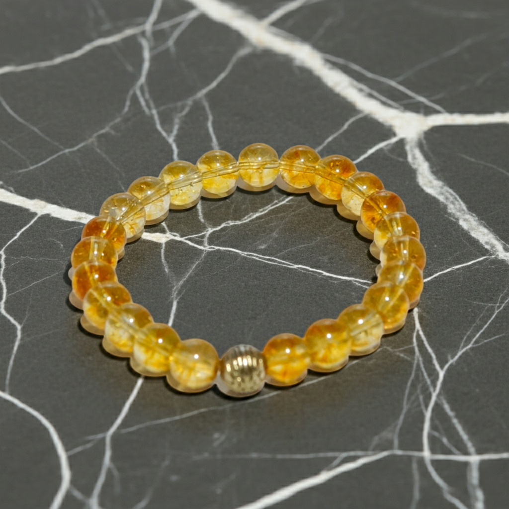 Güneşin Işıltısı: Aslan Burcu 8mm Sitrin Bileklik Sertifikalı