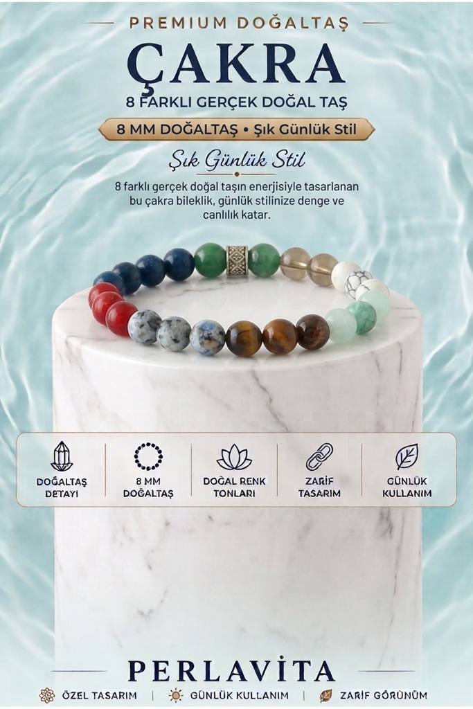 [TC-hmg10028] Çakra 8 Farklı Gerçek Doğal Taş