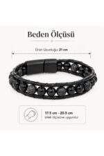 Premium Doğal Taş Tasarım Deri Bileklik Serisi – Gerçek Doğal Taş Lav Taşı ve Oniks - Görsel 3