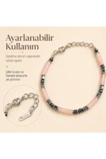 Premium Doğal Taş Tasarım Çelik Zincirli Bileklik Serisi – Zarafetin Doğal Enerjisi Çilek Kuvarsı - Görsel 4