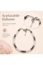 Premium Doğal Taş Tasarım Çelik Zincirli Bileklik Serisi – Zarafetin Doğal Enerjisi Pembe Kuvars - Görsel 2