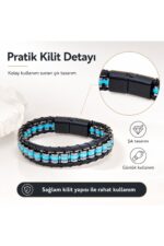 Premium Doğal Taş Tasarım Deri Bileklik Serisi – Gerçek Doğal Taş Firuze - Görsel 4