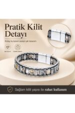 El Yapımı Orijinal Doğaltaş Çelik Erkek Bileklik - Beyaz Jasper Özel Tasarım Erkeğe Hediye (21.5 cm) - Görsel 5