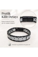 Premium Doğal Taş Tasarım Deri Bileklik Serisi – Gerçek Doğal Taş Hematit - Görsel 5
